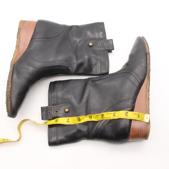 Frye Women’s Size 7 M Black Leather Wedge Ankle Boots Bootie Crepe Sole 77460 - Picture 6 of 10